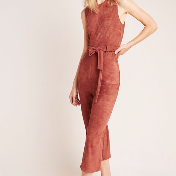 NWOT Anthropologie Suede Tie Waist Jumpsuit - Picture 2 of 5